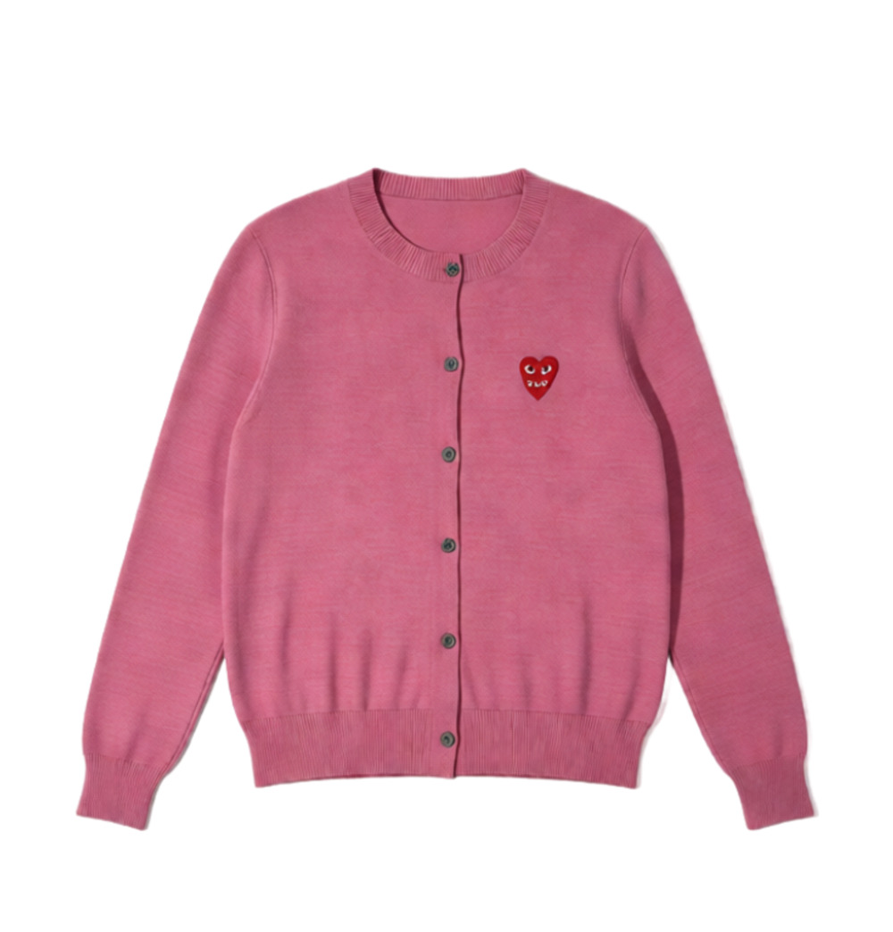 Comme des Garçons PLAY Overlapping Heart Cardigan Pink XL